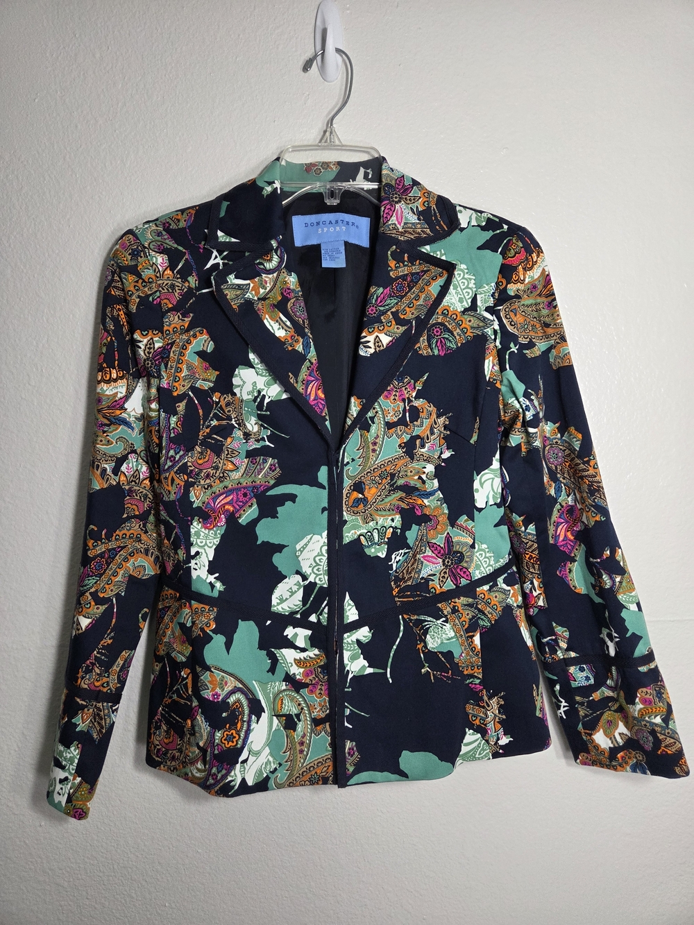 Doncaster Navy Paisley-Print Blazer with Teal Accents